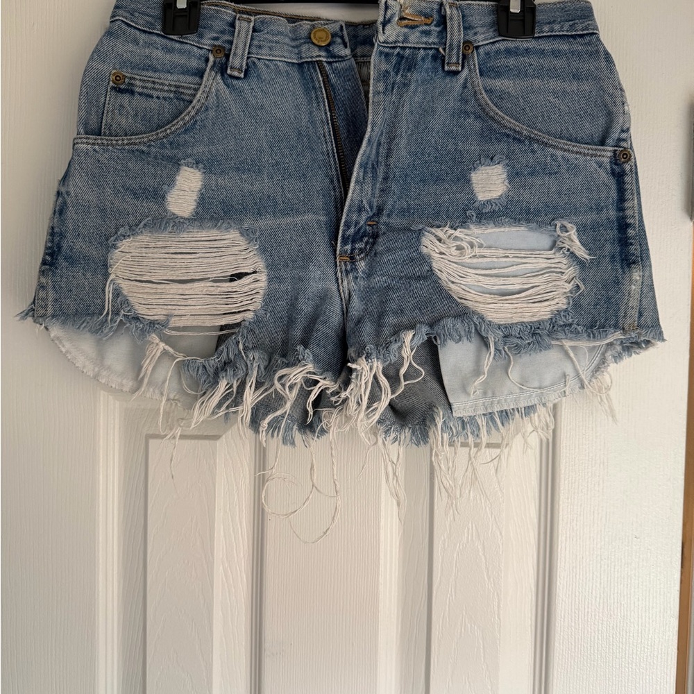 Wrangler Blue Distressed Jean Shorts